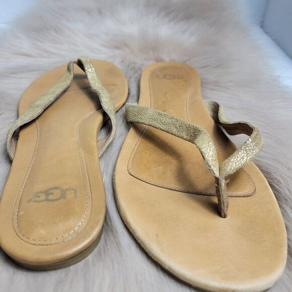 Ugg Women Allaria Ii Metallic Braid Flip Flops Size 8 - Picture 6 of 9